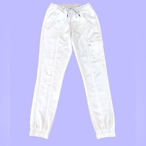 JAANUU White Cargo Jogger Scrub Pants XXS Lightweight Stretch Athleisure